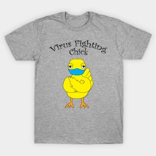 Virus Fighting Chick Curved Text T-Shirt